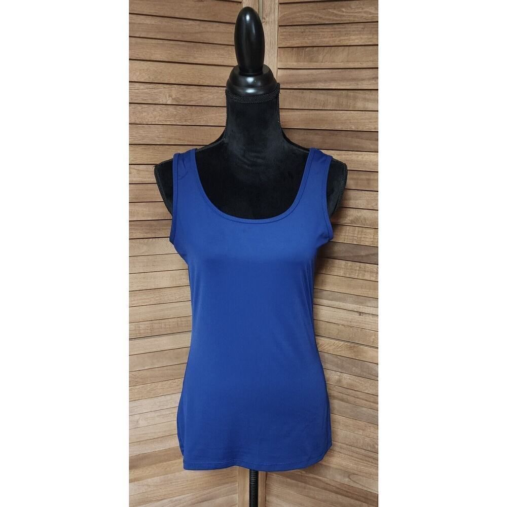 STYLE & CO Womens Smooth Wide Strap Nylon Blue Tank Top Under Cami Size Large